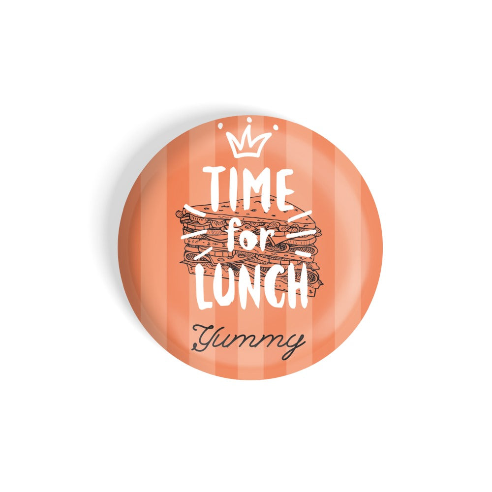 dhcrafts Round Fridge Magnet Red Food Lovers Time For Lunch Yummy D12 Glossy Finish Design Pack of 1 (75 mm)